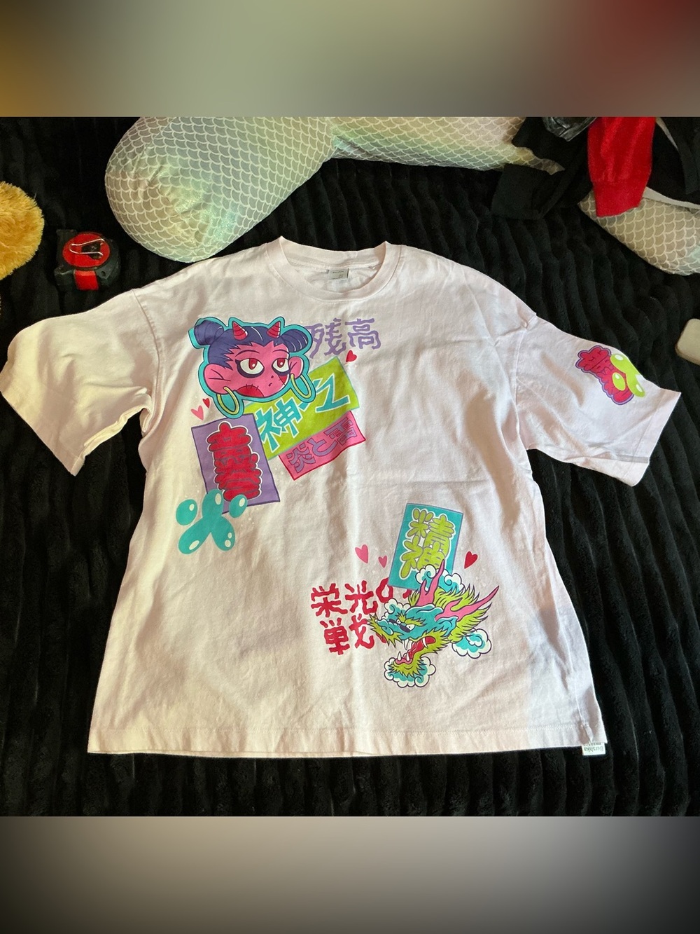 Bershka T-Shirt with Colorful Graphic Prints